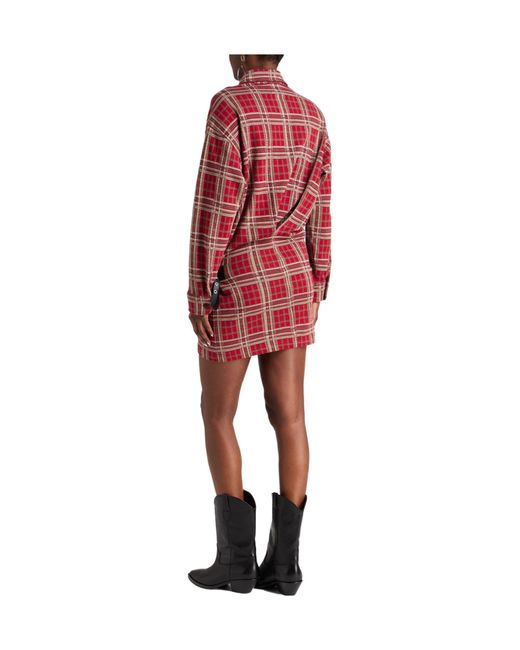 Isabel Marant Red Plaid Shirt Dress