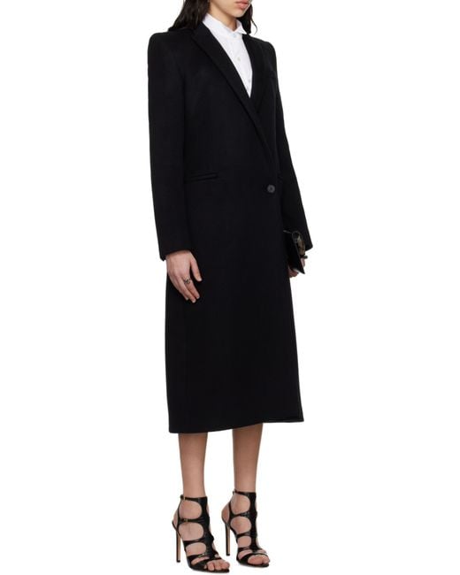 McQueen Black Stacked Shoulder Tailored Coat