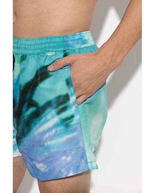 Paul Smith Blue Drawstring Swim Trunks for men
