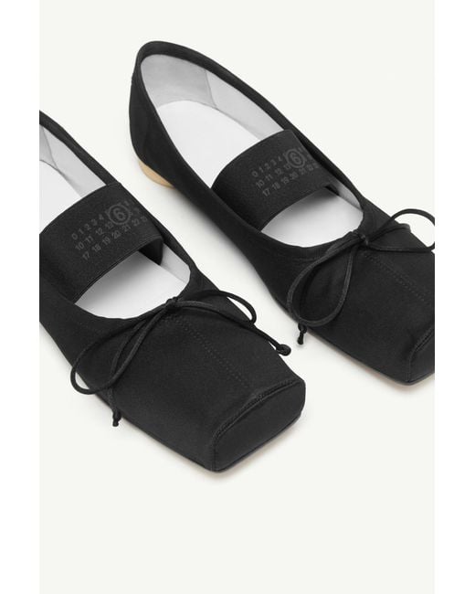 MM6 by Maison Margiela Black Anatomic Numbers-Motif Square-Toe Ballerina Shoes