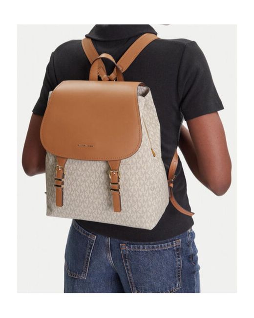 Michael Kors Brown Monogram Flap Backpack