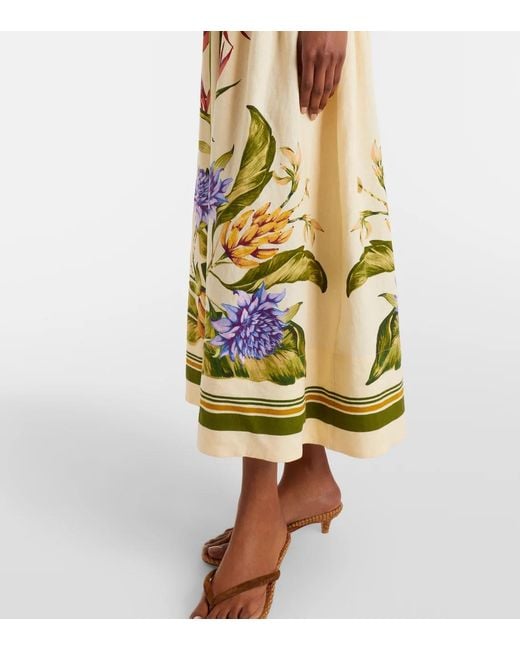 Farm Rio Metallic Floral Cutout Linen-Blend Maxi Dress