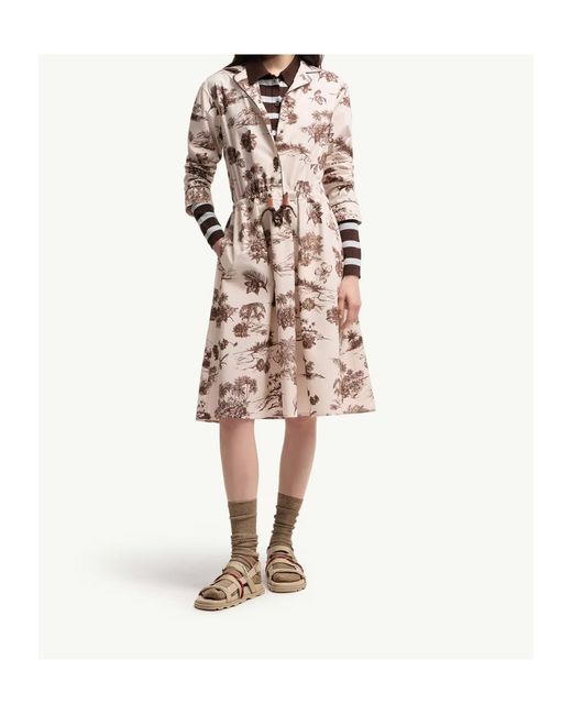 Moncler White All Over Print Drawstring Dress