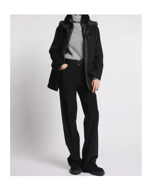 Fay Black Hooded Wool-Cashmere Pea Coat