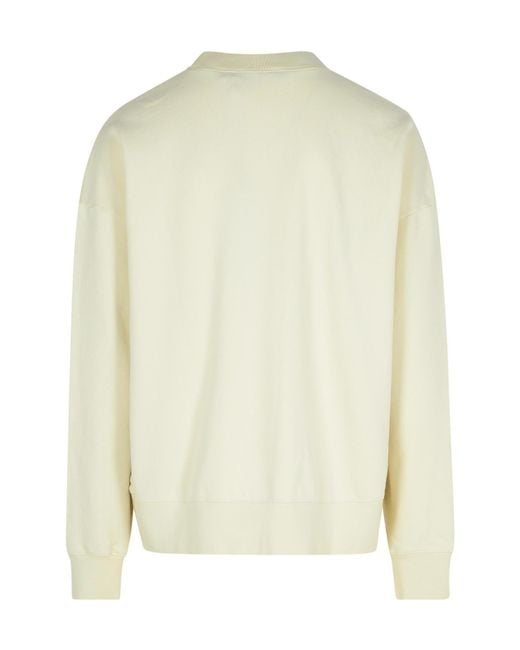 Palm Angels White Logo Printed Crewneck Sweatshirt for men