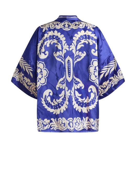 Etro Blue Floral Jacquard Kesa Robe