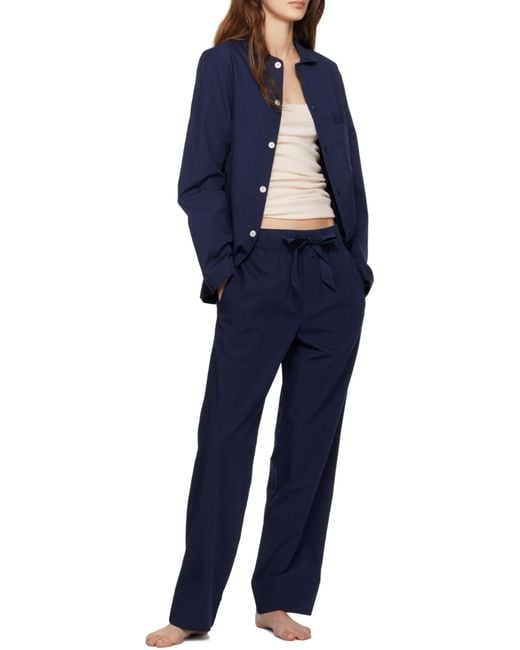 Tekla Blue Long Sleeved Pyjama Shirt for men