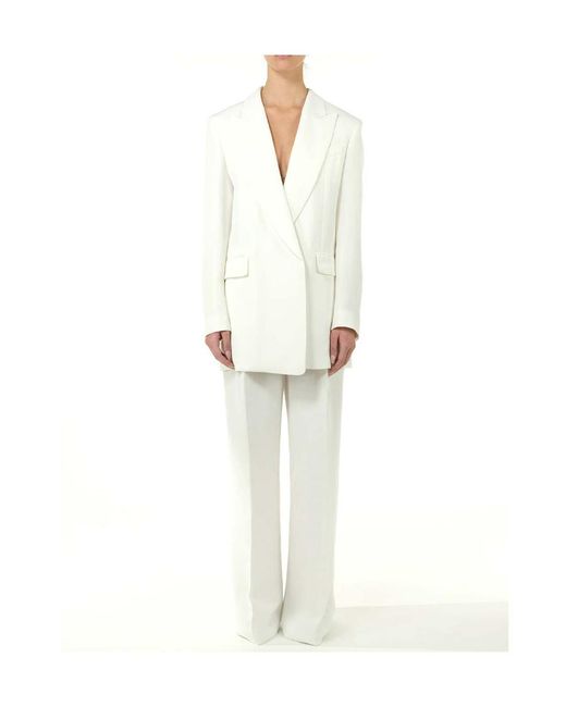 Sportmax White Oversized Concealed Fastened Blazer