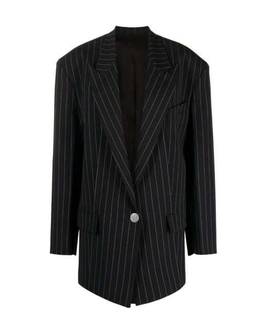 The Attico Black The Glen Pinstriped Blazer