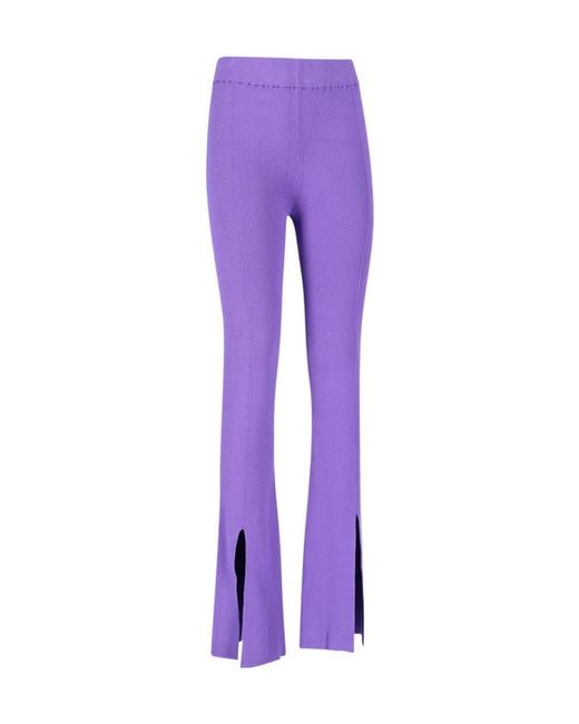 REMAIN Birger Purple Christense Slit-Cuff Knitted Stretched Trousers