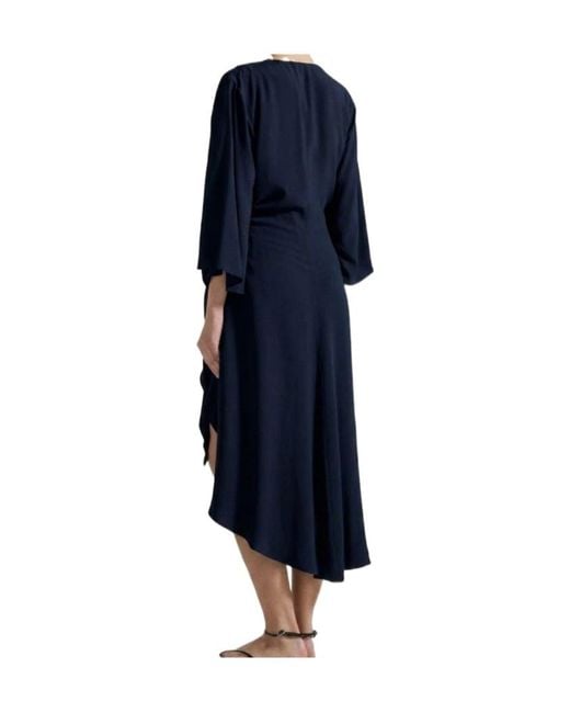 Seventy Blue Ruffled Wrap Midi Dress