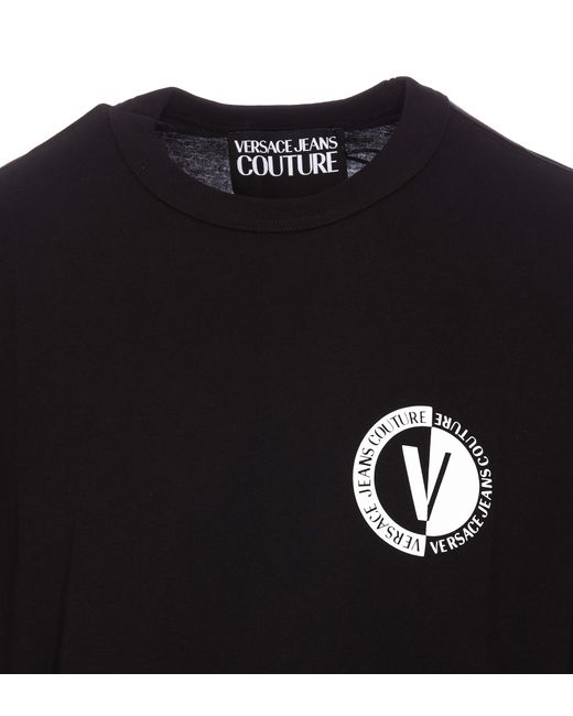 Versace Jeans Black Logo-Print Cotton T-Shirt for men