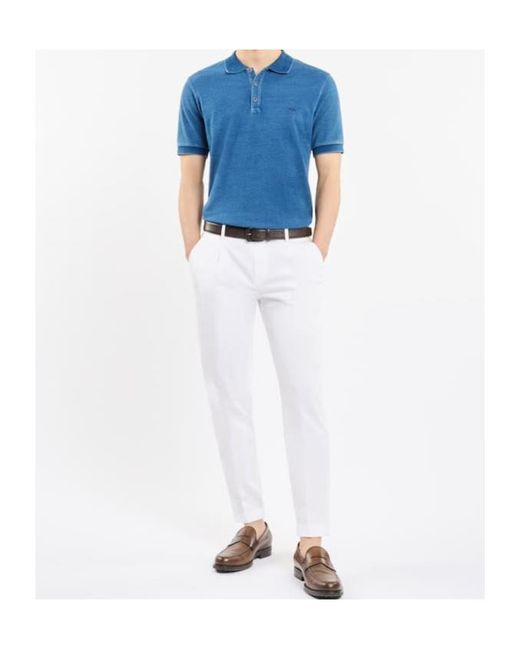 Fay Blue Short Sleeve Polo Shirt for men