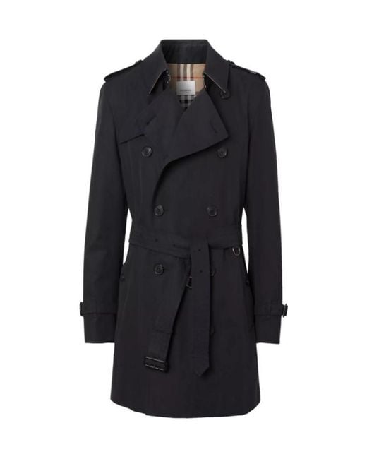 Burberry Black Cotton Gabardine Trench Coat for men