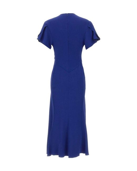 Victoria Beckham Blue Eve Draped Midi Dress