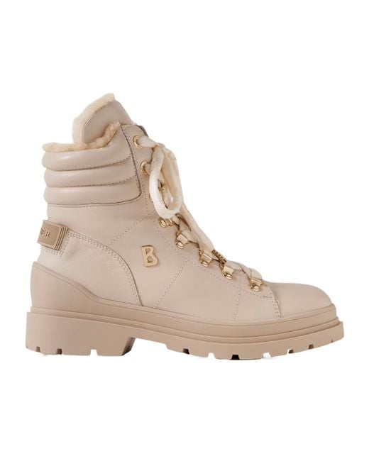 Bogner Natural Shearling-Lined Leather Ankle Boots
