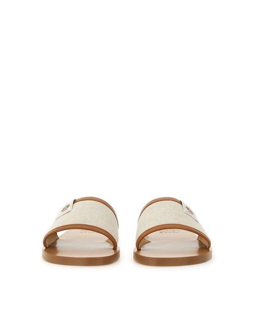 Bally White Logo Patch Open-Toe Slides