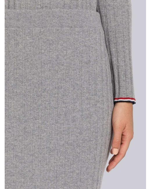 Thom Browne Gray Ribbed-Knit Cashmere Pencil Skirt