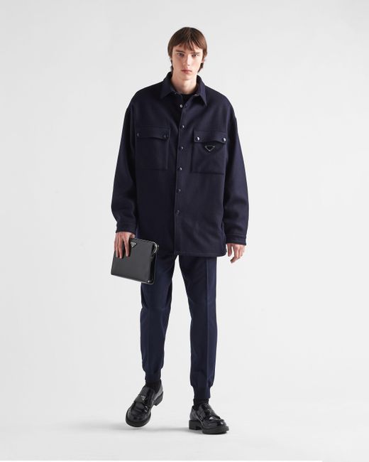 Prada Blue Wool Joggers for men