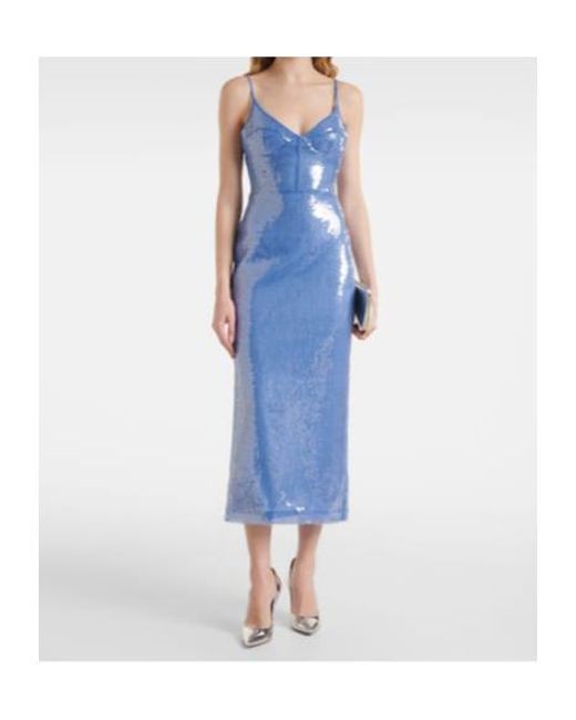 David Koma Blue Sequined Corset Dress