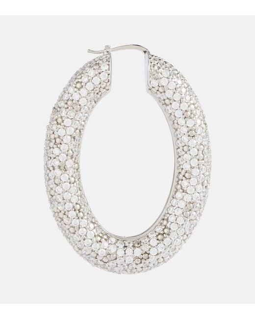 Jil Sander White Crystal-Embellished Hoop Earrings