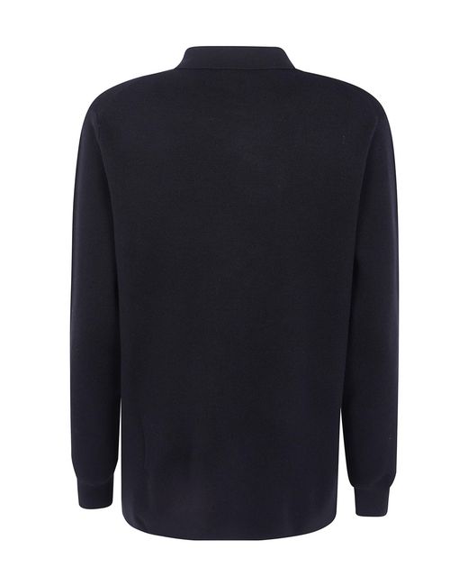 Aspesi Blue Button-Front Long-Sleeve Knit Top