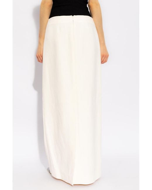 Ferragamo White Ferragamo High-Waist Straight Hem Maxi Skirt