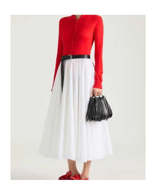 Givenchy White Poplin Pleated Skirt