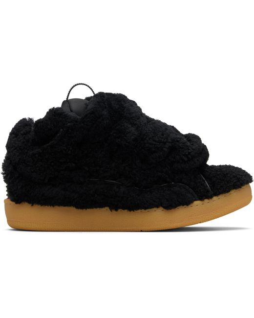 Lanvin Black Curb Shearling Sneakers for men