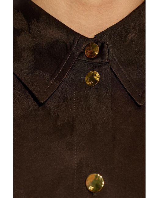 Ganni Brown Jacquard Button-Up Shirt