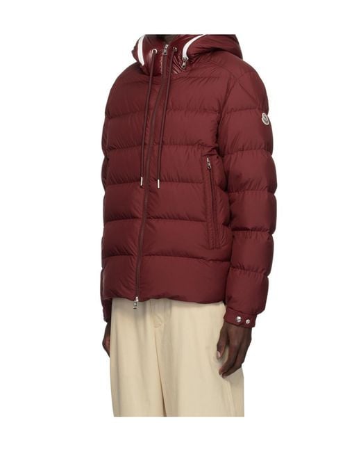 Moncler Red Logo-Patch Padded Jacket for men
