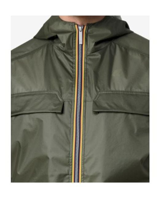 K-Way Green Zip-Front Hooded Jacket for men