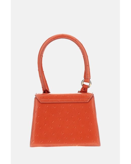 Jacquemus Red Logo Lettering Ostrich Effect Shoulder Bag