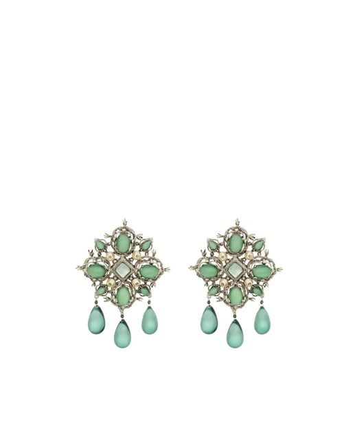 Saint Laurent White Convex Cross Earrings