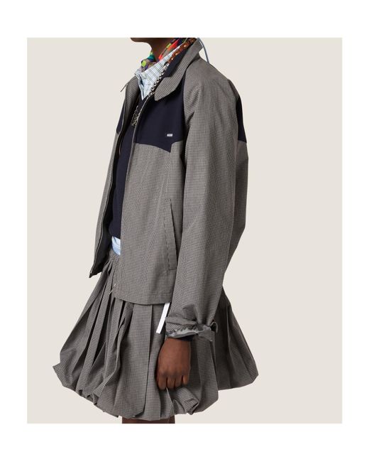Miu Miu Gray Gingham Check Blouson Jacket
