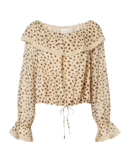 Posse Natural Leopard-Print Silk Blouse