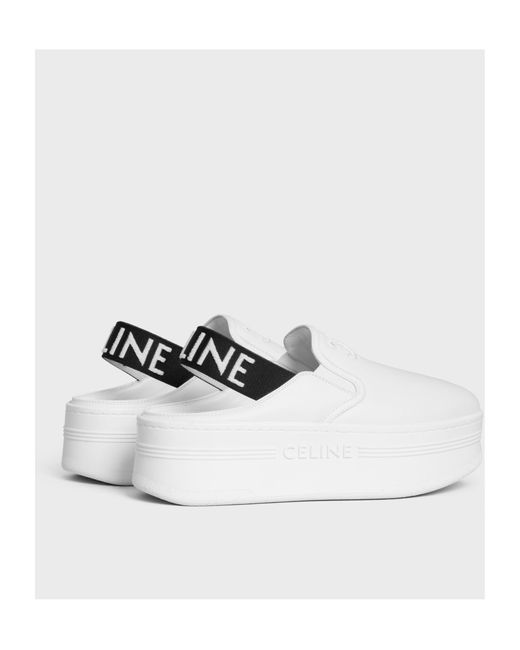 Céline White Block Wedge Mule