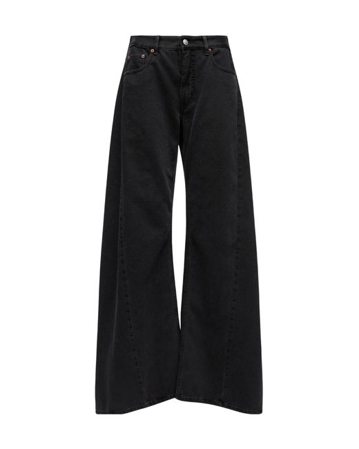 MM6 by Maison Margiela Black Wide-Leg Draped Jeans