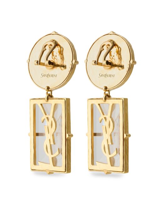 Saint Laurent Metallic Stone Drop Earrings
