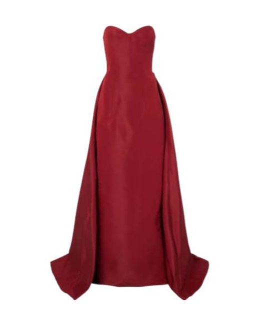 Monique Lhuillier Red Silk Faille Gown