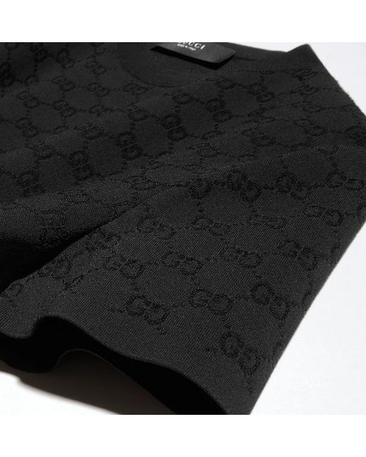 Gucci Black Monogram Knit T-Shirt for men