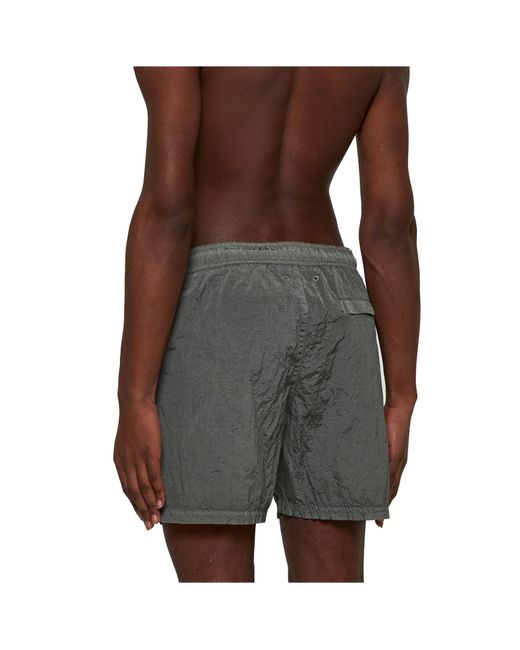 Stone Island Gray Compass Patch Swim Shorts for men