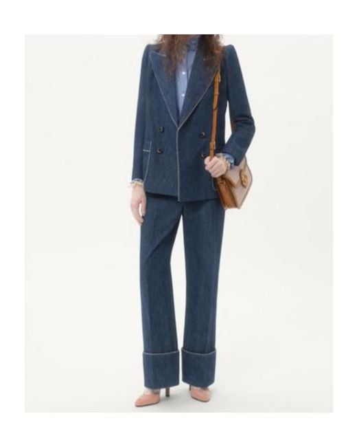 Valentino Blue Double-Breasted Denim Jacket
