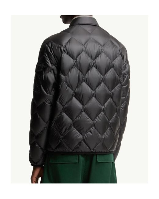 Moncler Black Collared Button-Up Quilted Shirt Jacket for men