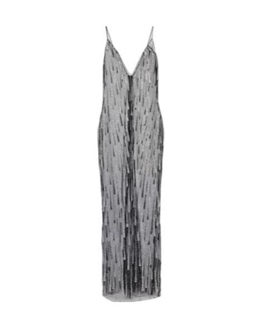 Rodarte Gray Embellished Semi-Sheer Maxi Dress