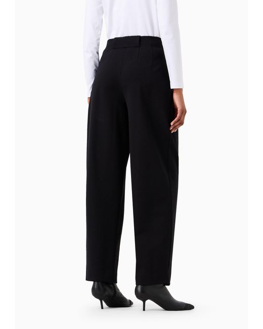 Emporio Armani Black Pleated High-Rise Casual Pants