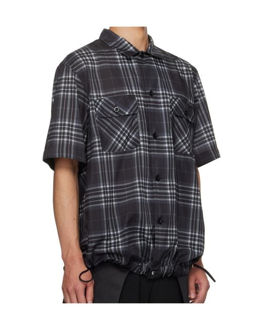 Sacai Black Lapel Short-Sleeved Shirt for men