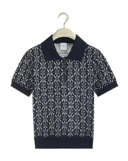 Dior Blue Iviera Short-Sleeved Sweater