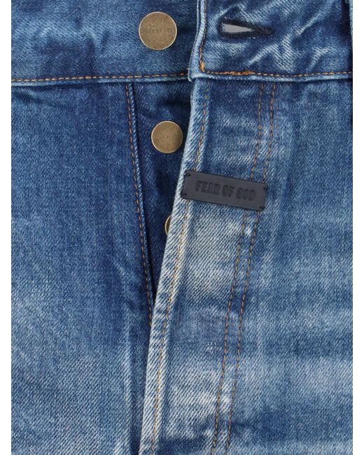 Fear Of God Blue Logo Patch Flared Jeans for men