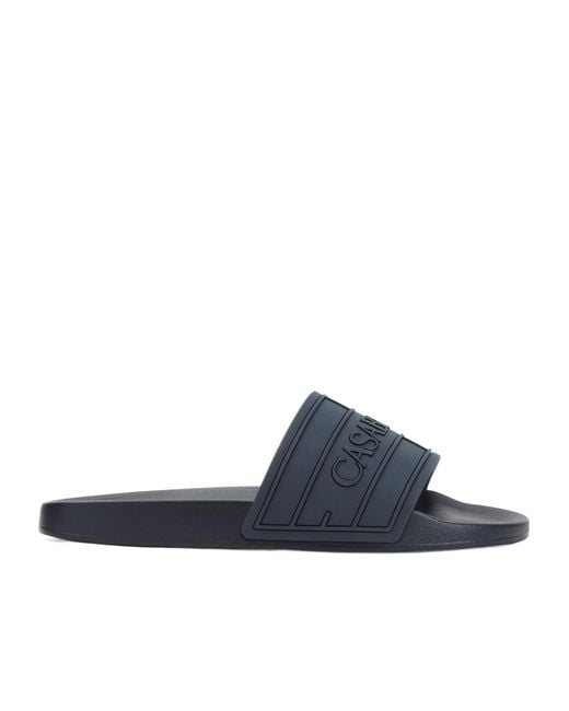 Casablanca Blue Logo-Embossed Sliders for men